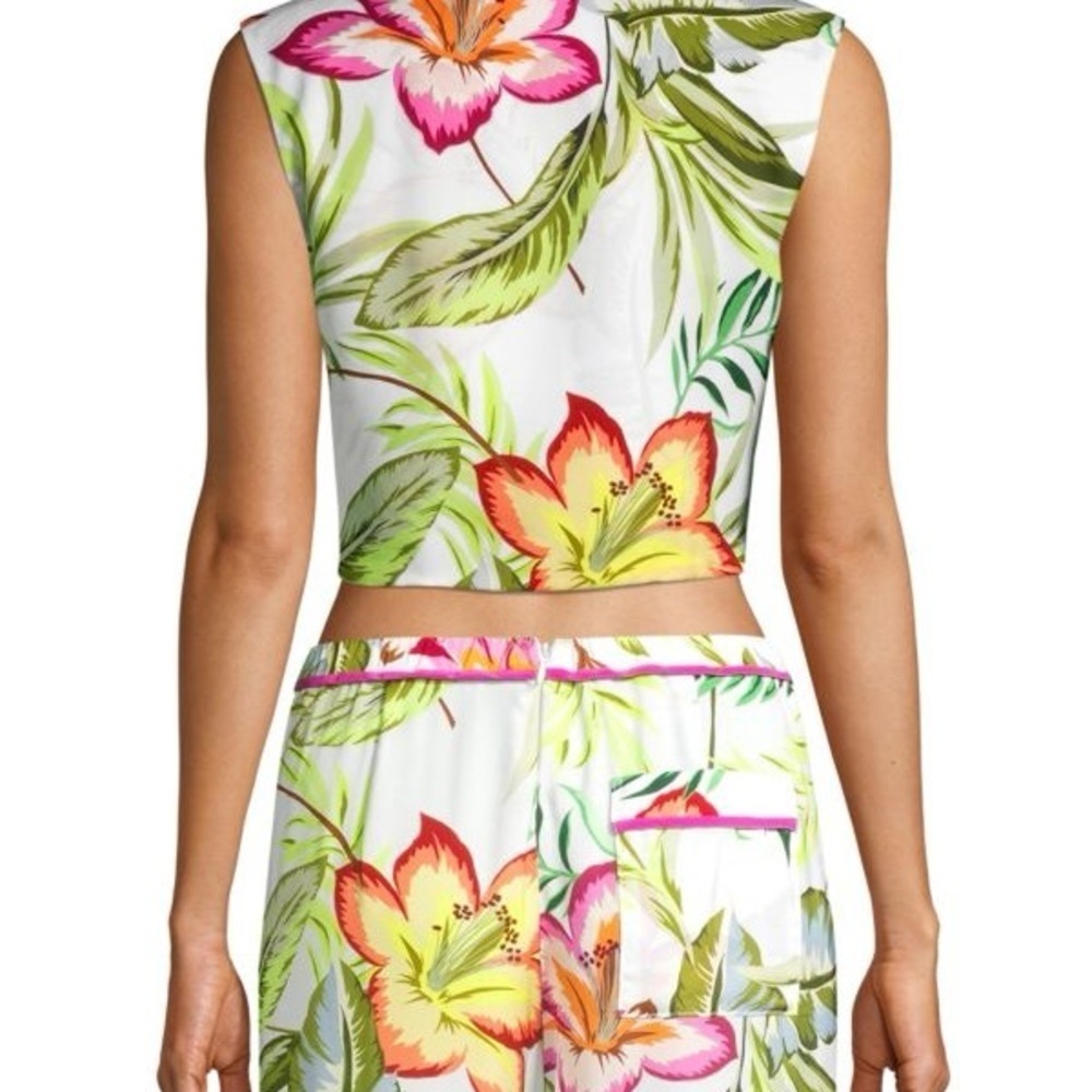 LE SUPERBE Skyline Floral Tie-Front Blouse Foliage Leaf Print 2PC Set Size 6 - Picture 4 of 10